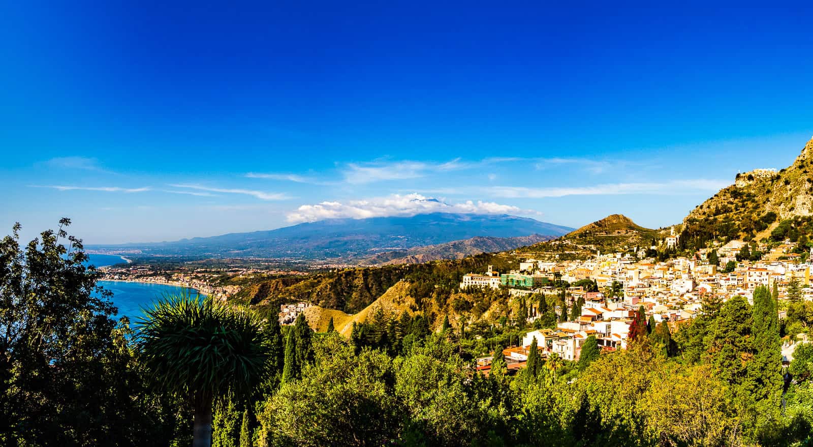 Aetna from the Roman Amphitheatre in Taormina