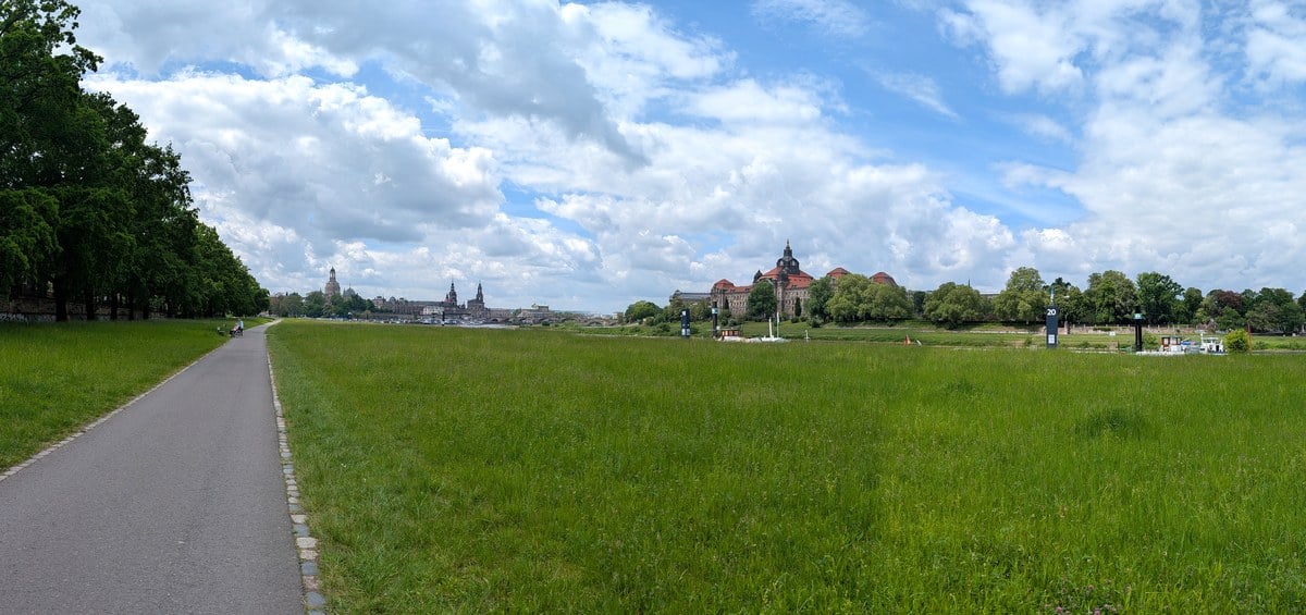 Dresden skyline from the Elbe meadows
