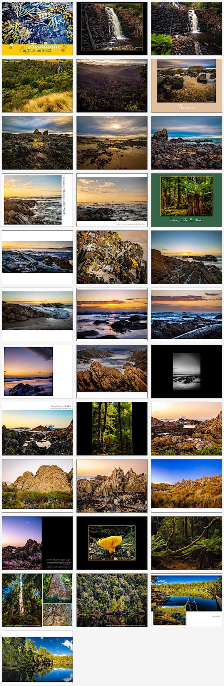 Thumbnail pages from the Tarkine photo-book — click to download PDF